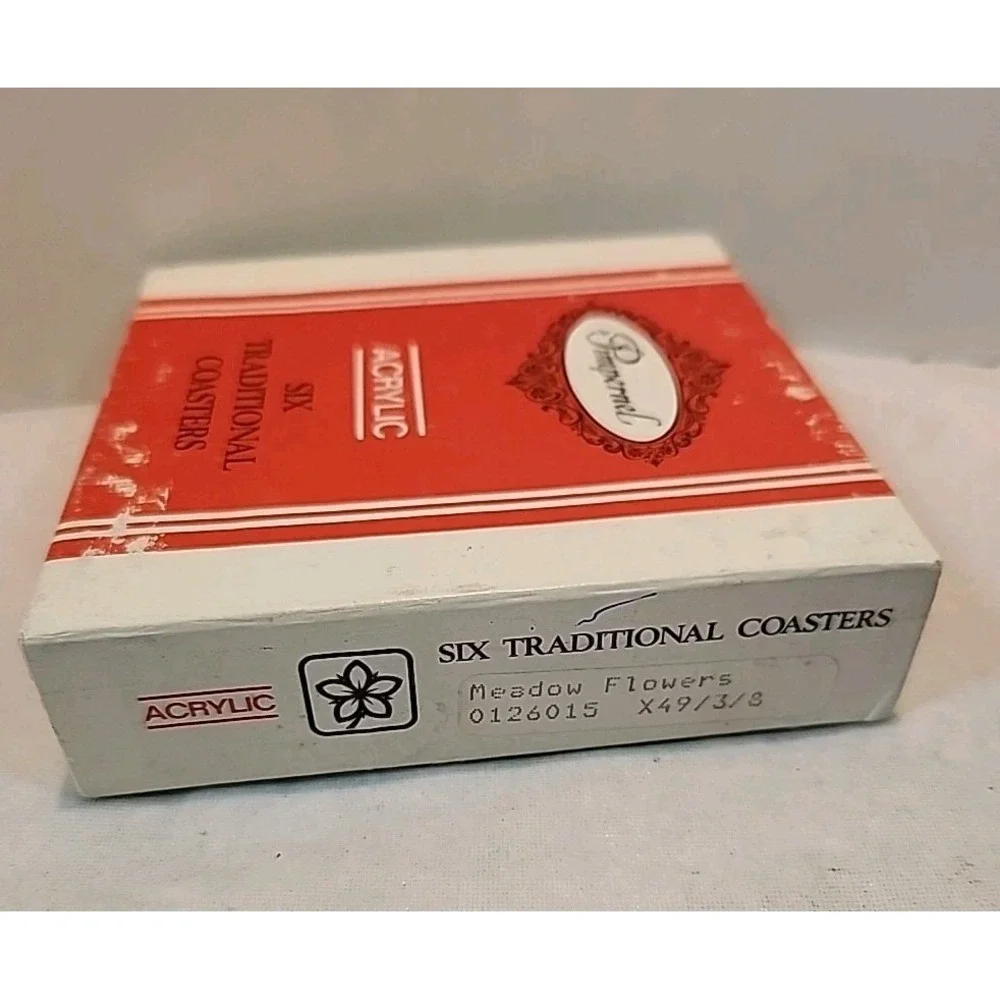 Pimpernel Set of‎ 6 VTG 'Meadow Floral' Design Cork Back Coasters W/Original Box